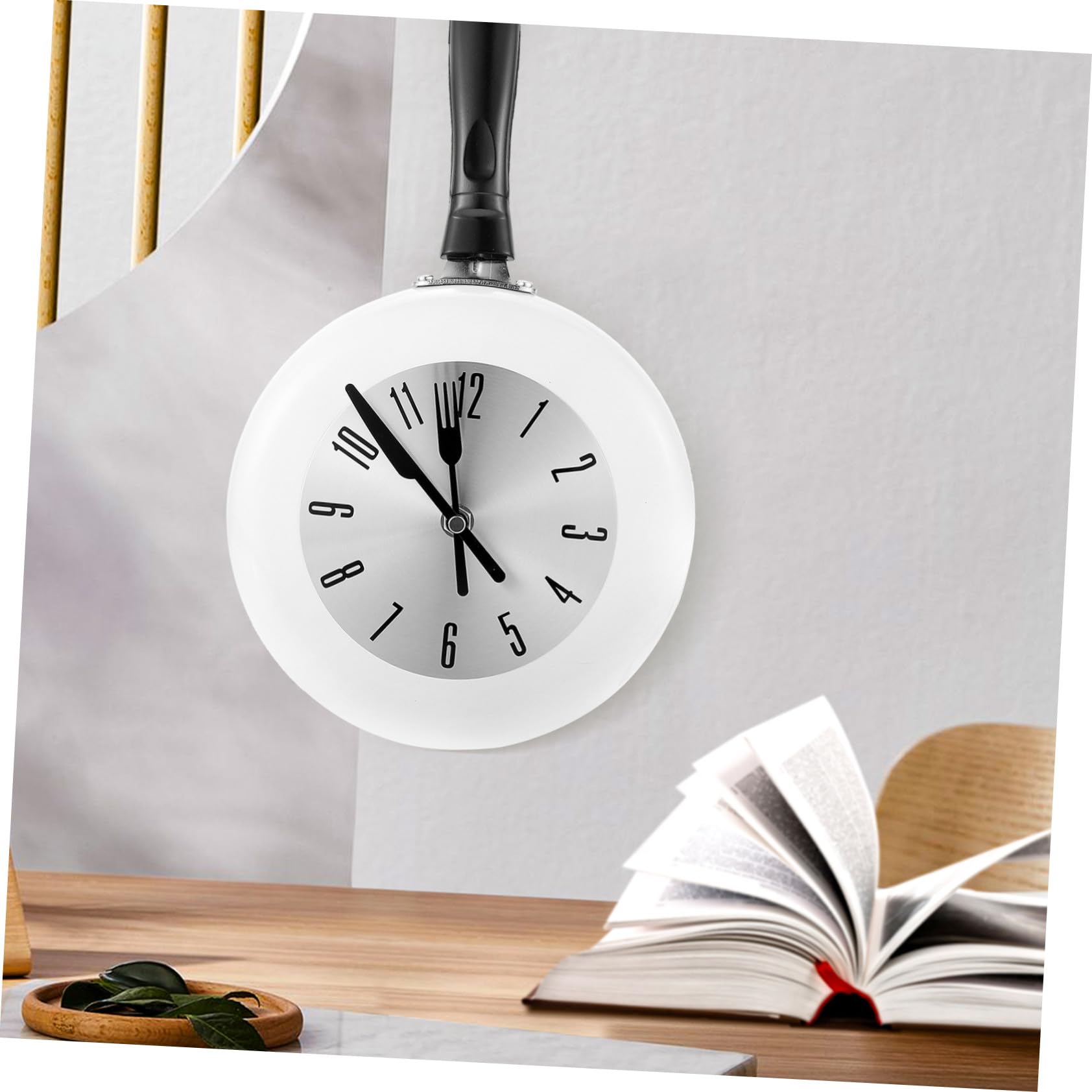 Orologio da Parete Design Rotondo per Cucina Bianco Combinazione Classica e di Viaggio Accurato e Silenzioso in Acciaio Inossidabile e Plastico