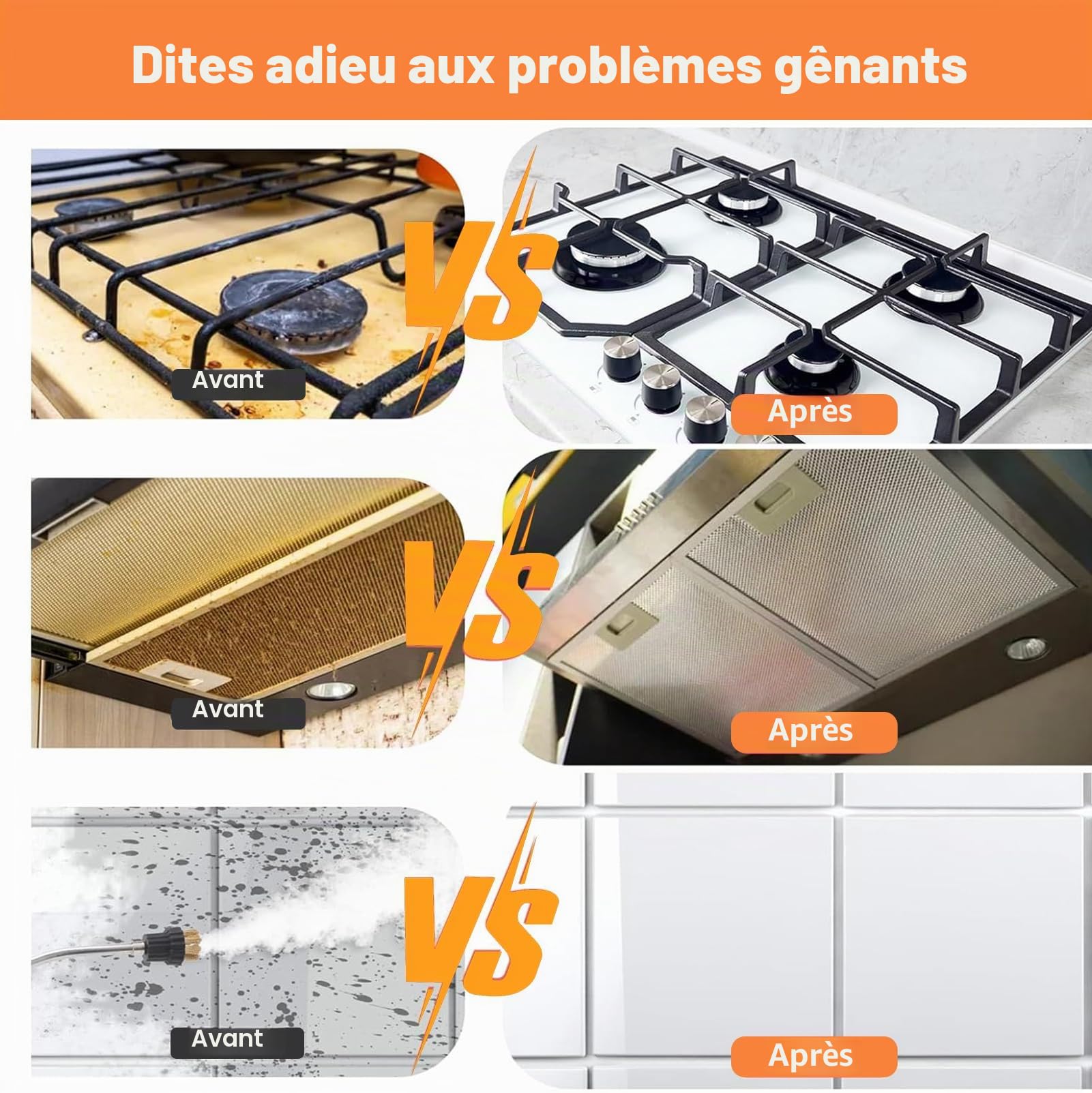 Nettoyeur vapeur à haute température 3800 W pour auto-detailing et nettoyage de différentes surfaces, pression vapeur 105,0 °C, réservoir de 1 l, 6 réglages réglables, nettoyeur vapeur portable