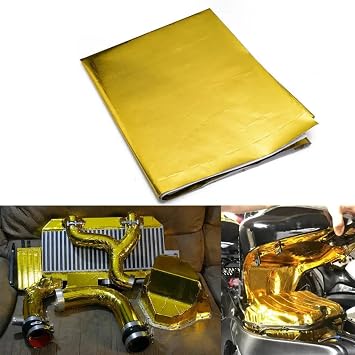 39 inch x 47 inch Self Adhesive Reflect a Gold Heat Wrap Barrier for Thermal Racing Engine Exhaust Air Intake