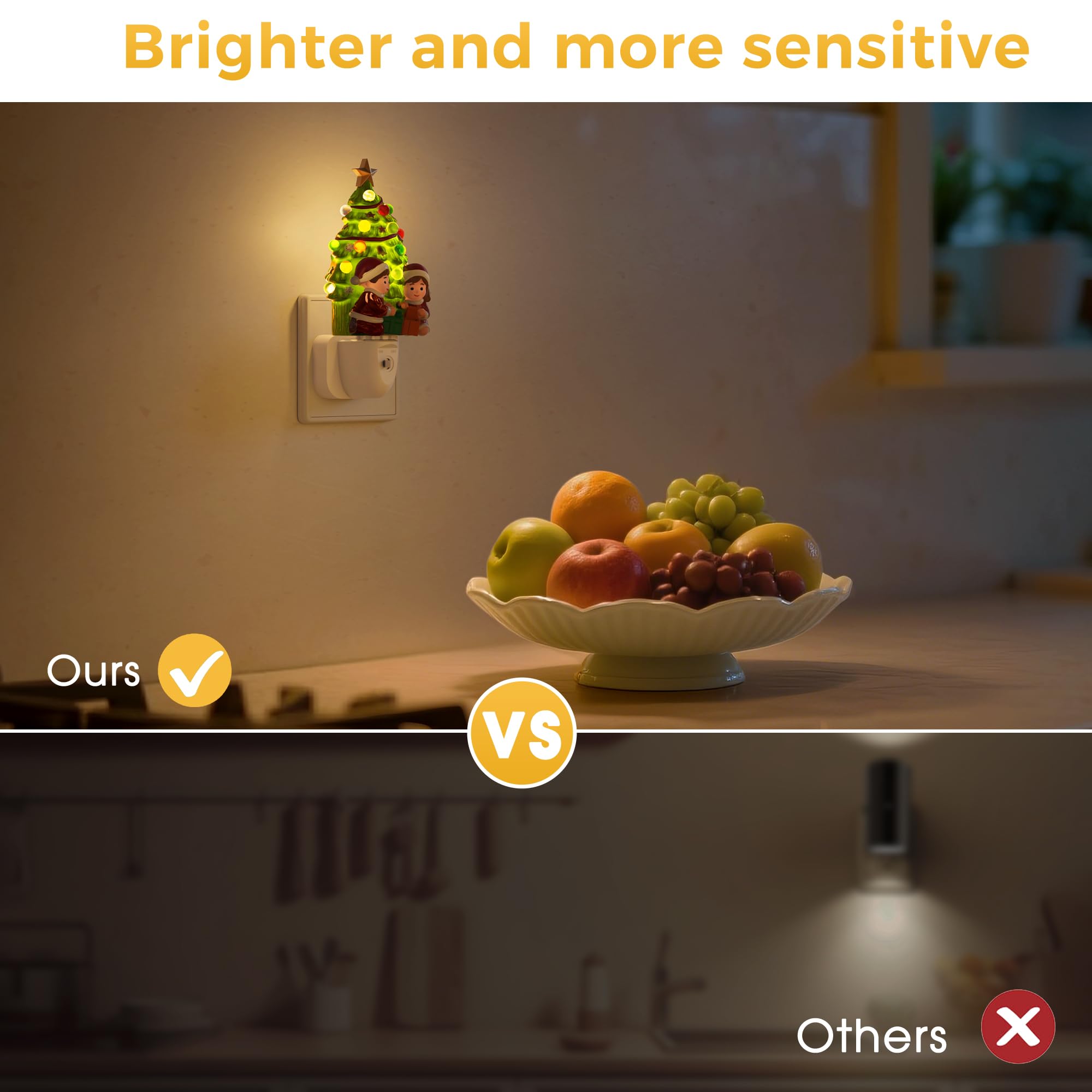 LOHAS-LED Christmas Tree Night Light Plug in Wall, 3000K Warm White - Image 2