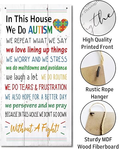 Miniatura 3 de Letrero de madera colgante para decoración del hogar, letrero motivacional para decoración del hogar, letrero de placa de aceptación de autismo,