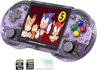RG353PS Retro Handheld Game Console , Single Linux System RK3566 Chip 3.5 Inch IPS Screen 128G TF Card Preinstalled 4519 Games (Transparent Purple)