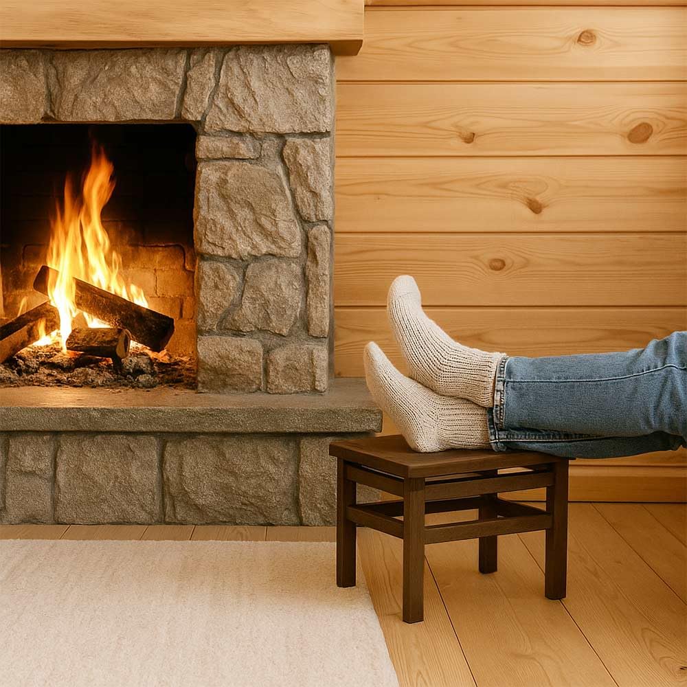 OKAFFAREFATTO MADDALONI Set di 2 sgabelli bassi sgabellini panche poggiapiedi seduta in legno noce scuro