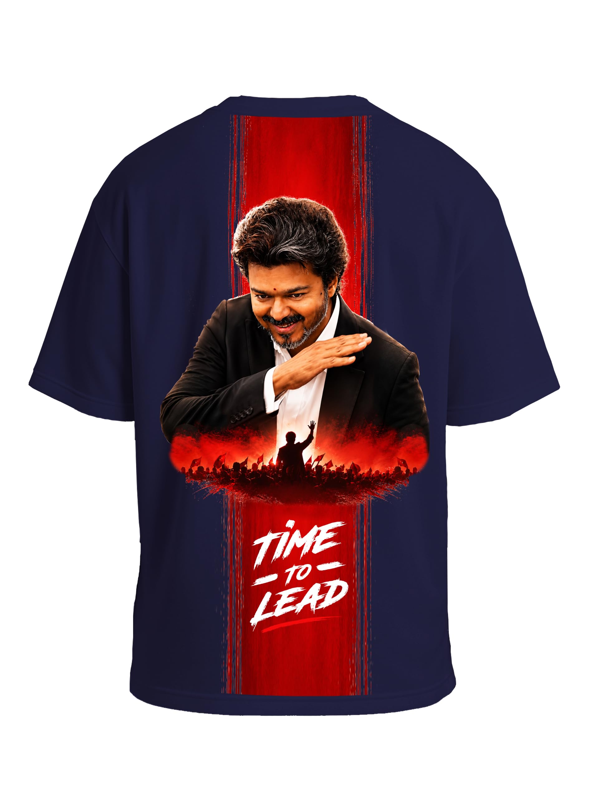 Buy That Trendz Oversized T-Shirts for Men | Thalapathy Vijay Time to Lead Printed Cotton Half Sleeve Jana Nayagan Vijay T-Shirt-image-3