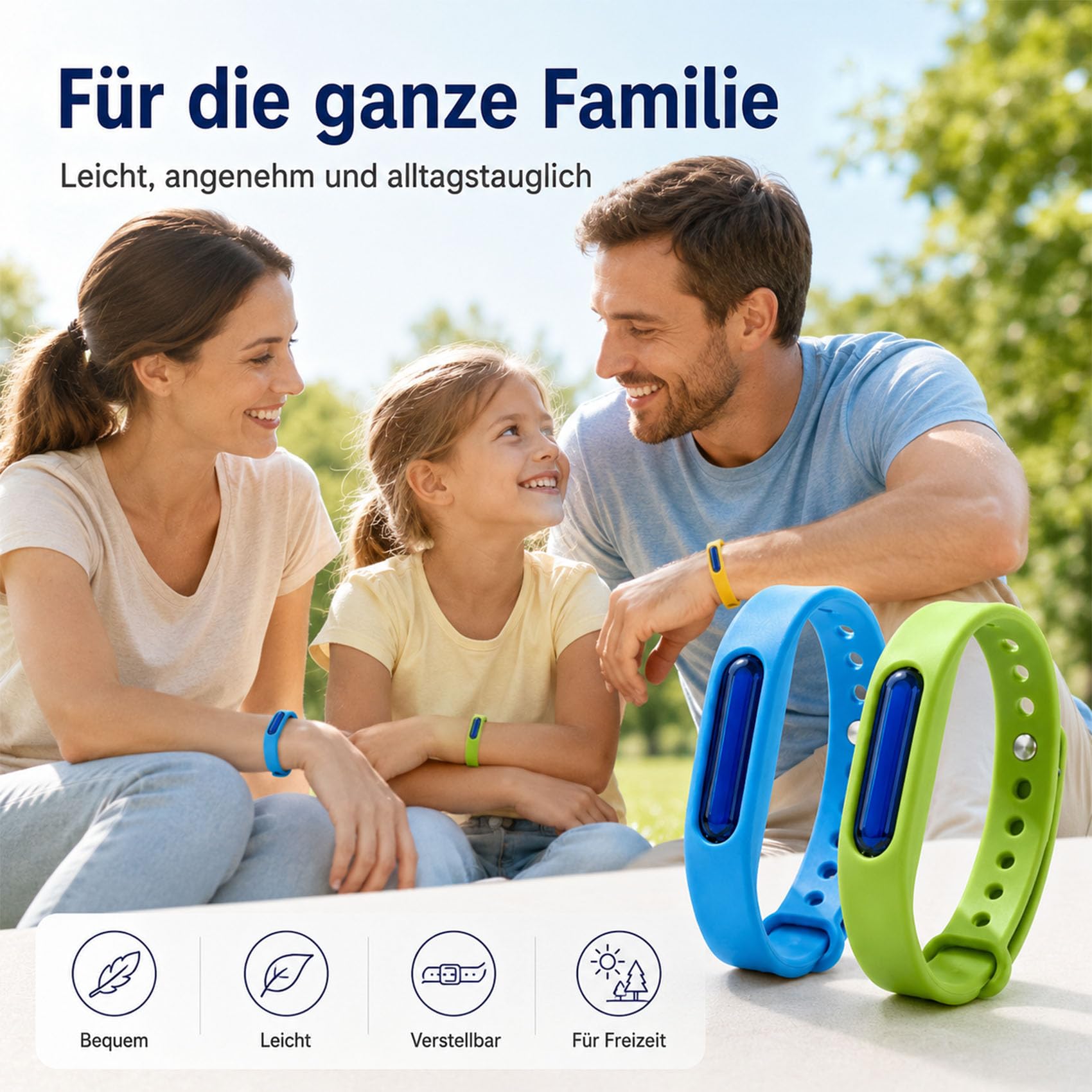 Bronoir Kinder & Erwachsene Verstellbares Silikon Abwehrband Wasserdicht, für Camping Outdoor (5 Stück)