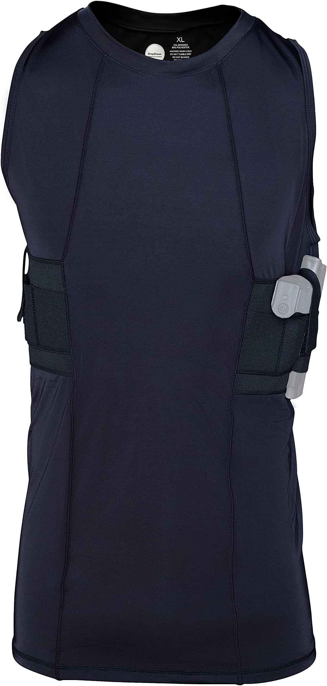 Graystone Holster Tank Top for Men โ Sleeveless Concealable Tshirts for Easy Reach, CCW Tactical Compression Polyester Shirt