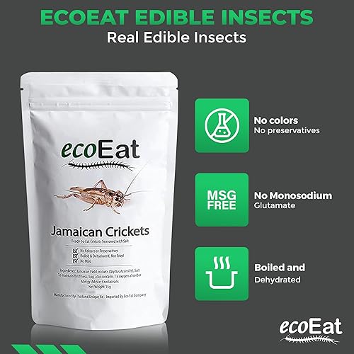 Miniatura 3 de ecoEat Grillos jamaicanos de insectos comestibles (Gryllus assimilis) Bolsa de 0.53 oz  Regalo de aperitivo comestible