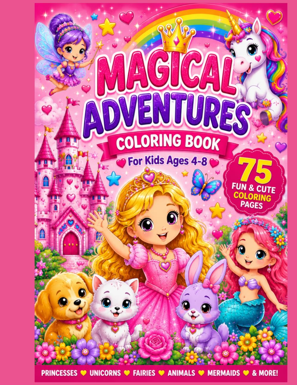 Magical Adventures: Cute Coloring Pages Featuring Princesses, Unicorns, Mermaids, Fairies, Animals, Castles, and Magical Adventures