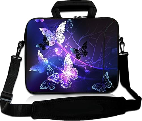 Miniatura 14 de RICHEN - Bolso cruzado con asa para laptops, iPads, libros electrónicos y tabletas infantiles, con bolsillo Disco,Ramas Aves,Butterflies,Mariposas