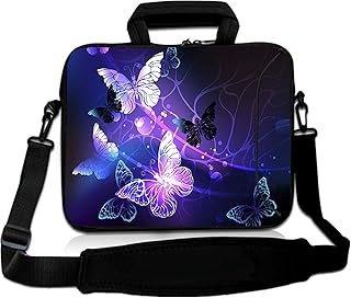 RICHEN RICHEN 14 15 15.4 15.6 inch Laptop Shoulder Bag Notebook Handle Sleeve Neoprene Soft Carrying Travel Case with Accessories Pocket (14-15.6 inch, Butterflies)