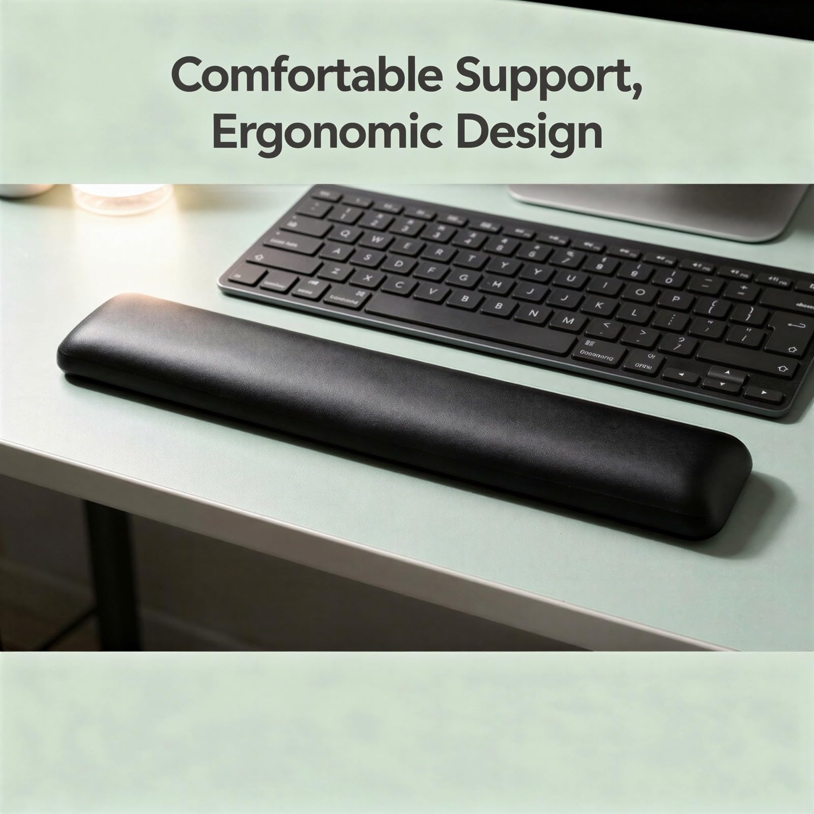 Repose-poignet pour clavier, repose-poignet en silicone pour soutien confortable, support de paume souple antidérapant, accessoire de bureau et de gaming noir élégant pour bureau