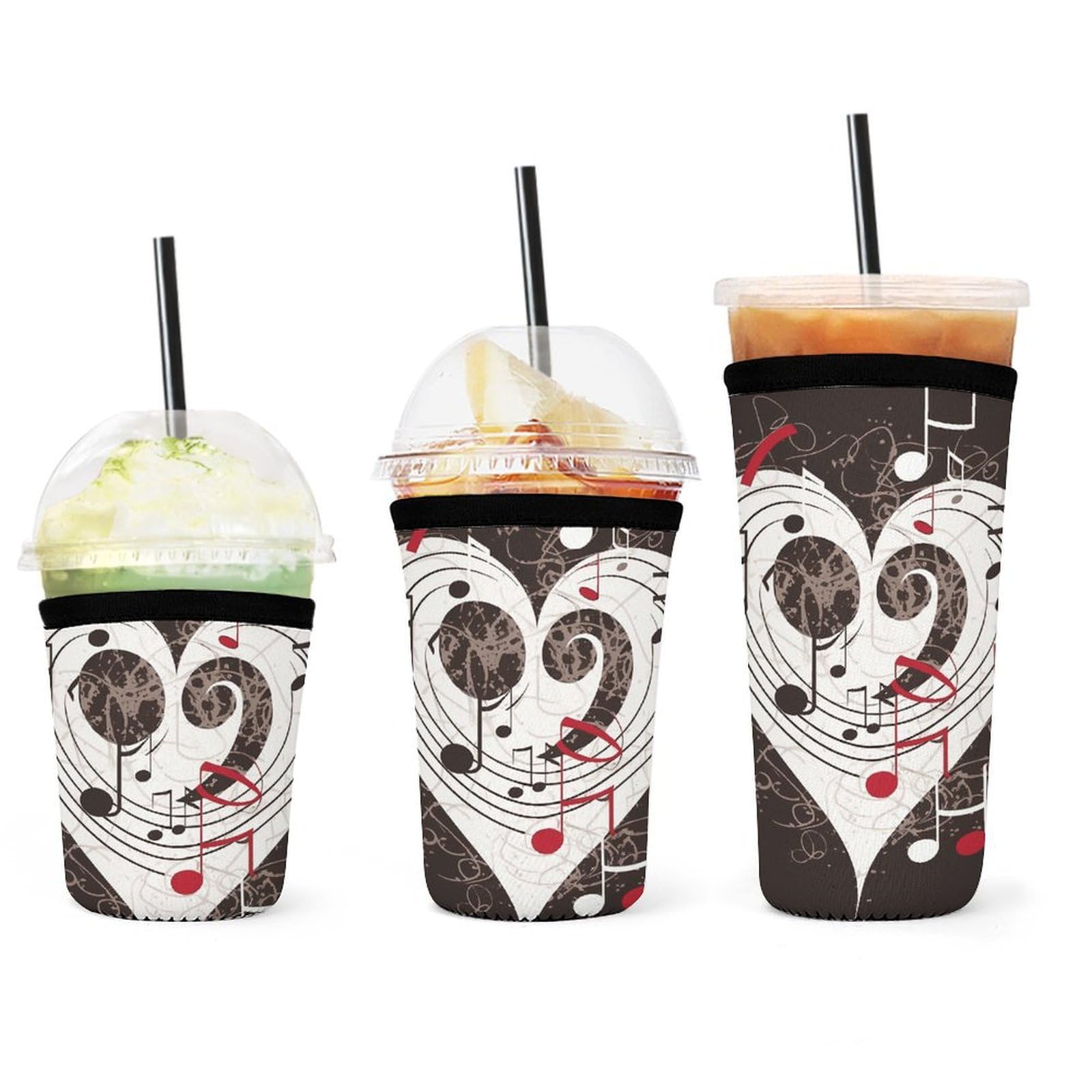 Fundas universales para café para llevar y picnics con neopreno térmico de notas musicales
