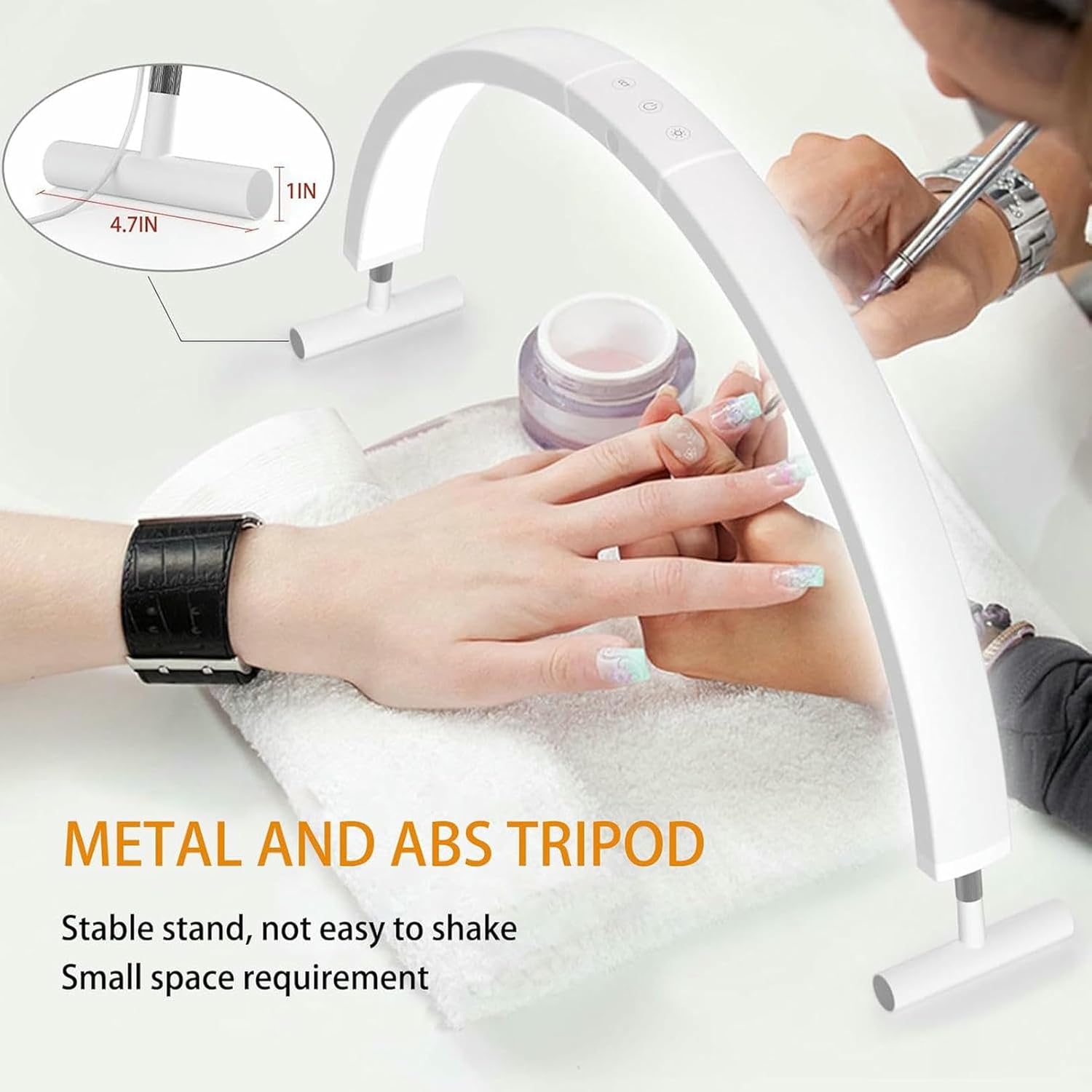 30-in Half-Moon Nail Lamp - LED Foldable Lamp, 45w Moon Light with Holder, 3200K to 6500K, Adjustable Brightness, 2 Control Mode - Salons and Home Use..