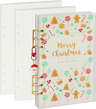 MultiBey A5 Christmas Acrylic 6-Ring Planner Binder with Keychain Set