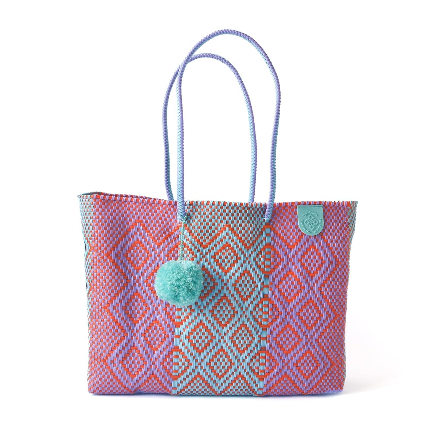Mexican Plastic Tote Mexican Beach Bag Sunset Woven Super Tote