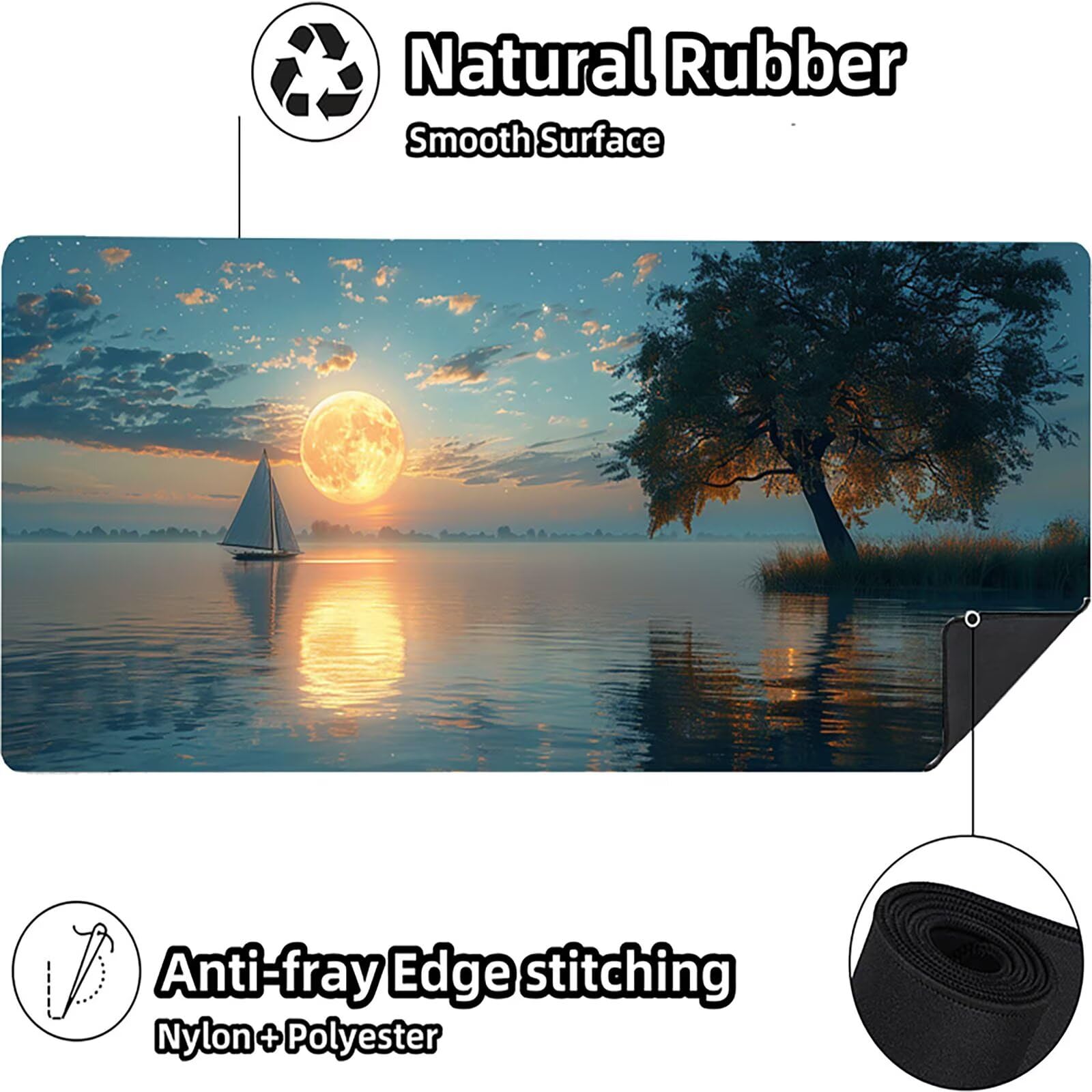 Tappetino Mouse XXL 1500 x 800 mm, Tappetino Mouse Luna, Gaming Mousepad Migliorare la Velocità e la Precisione, Mouse Pad con Base in Gomma Antiscivolo, Ufficio Accessori Gaming, Grigio C-1184