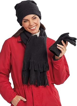 red hat scarf and gloves set