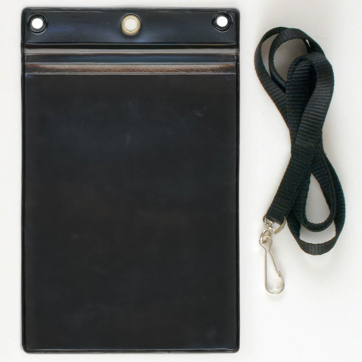 StoreSMART® - Train Ticket Holder Zip Closure with Lanyard - Clear Plastic Front & Black Plastic Back - 100-Pack - SPCR1596ZIPS-RT-100