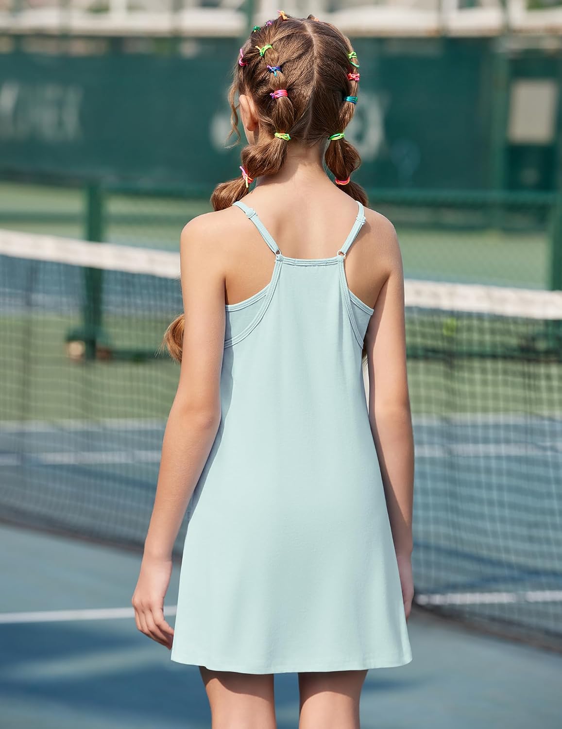 Arshiner Girls Dress with Shorts Casual Spaghetti Straps One Piece Romper image 4