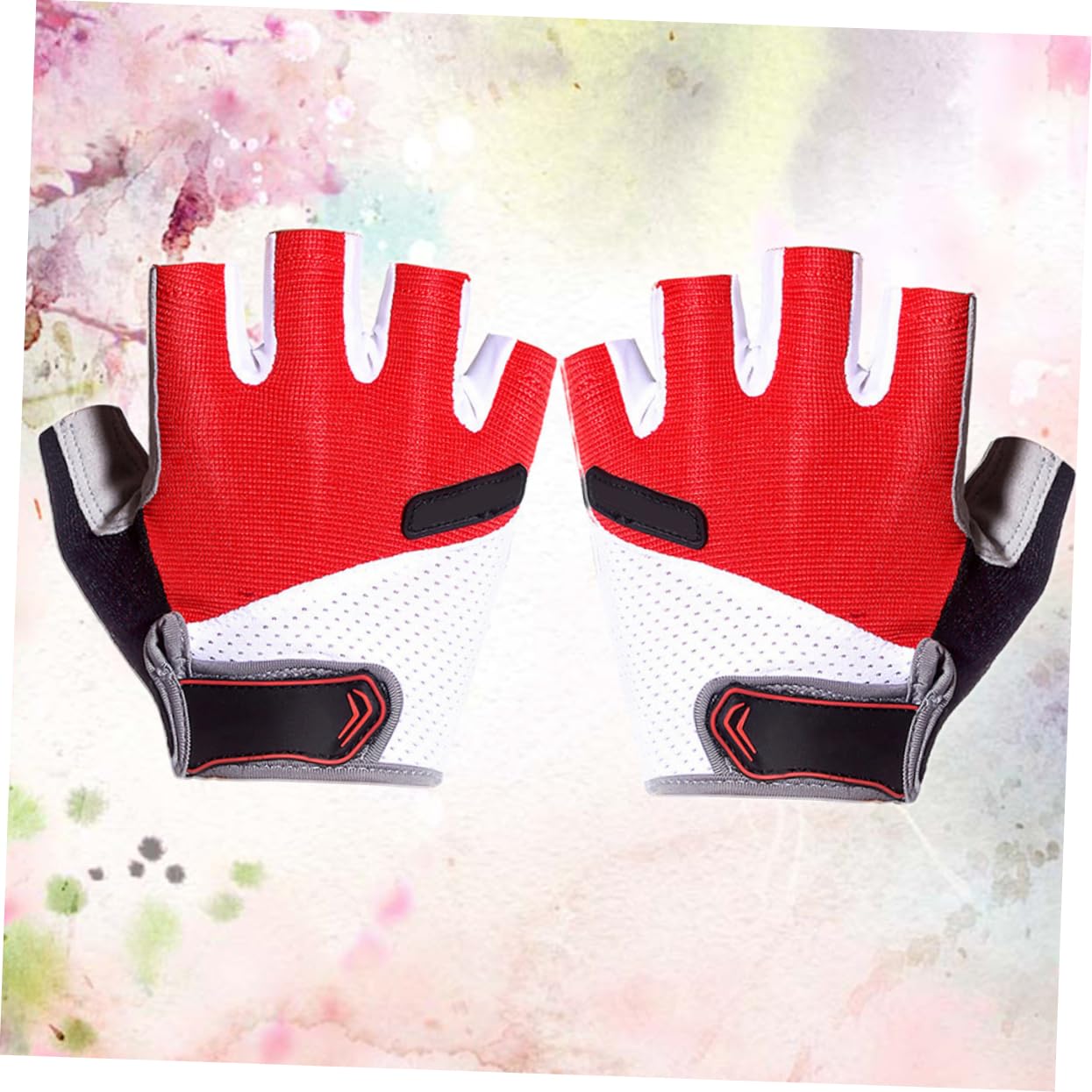 FOMIYES 1Pair Unisex Half Finger Cycling Gloves Breathable Shockproof Slip Sports Gloves for Biking Jogging Fishing and Outdoor Activities Red