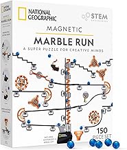 National Geographic Magnetic Marble Run - 150-Pieza STEM Construcción Conjunto para Niños y Adultos con Pista Magnética y Piezas Trucos y Bolas de Marfil para Construir un Laberinto de Marfil, Proyecto STEM (Exclusivo de Amazon)