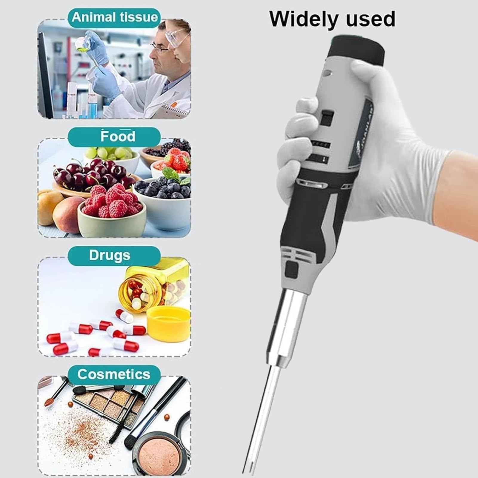 Homogeneizador Ultrasónico Homogeneizador De Alta Velocidad Homogeneizador PortáTil para Laboratorio,6 Velocidades 5000-35000 RPM, Velocidad Ajustable