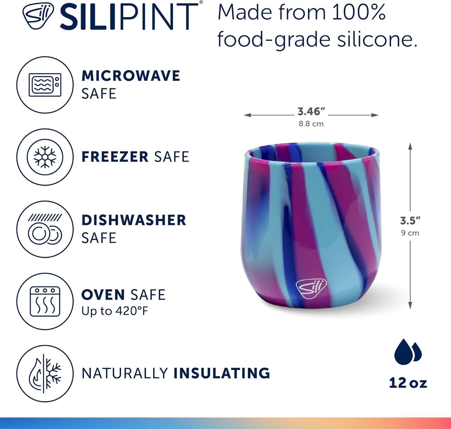 Silipint 12oz Stemless Silicone Wine Glass - BPA-Free Shatterproof Non-Toxic Dishwasher Safe Unbreakable Wine Glass - Perfect for Outdoor Picnics Camping Home Use Pack of 4 Cool Berry Crush