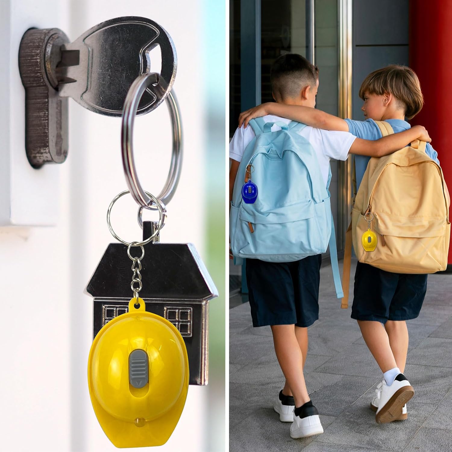 24 Pcs Construction Party Favors Keychains Mini LED Flashlight Keychains Mini Hard Hat Helmet Key Chains for Construction Truck Birthday Employees Gifts Goodie Bags Fillers Prize Supplies Decorations