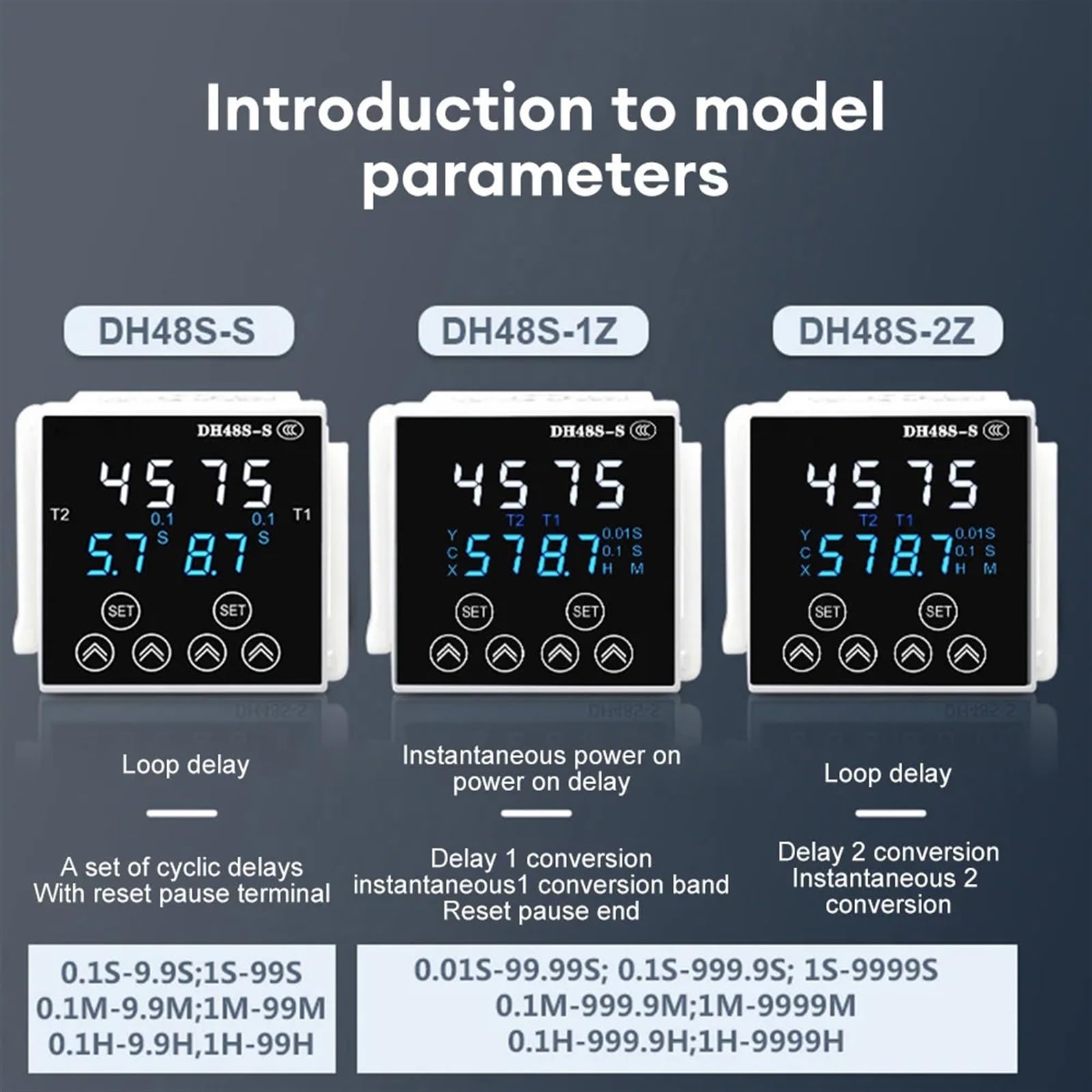 AC220V AC380V DC24V DC12V Relè temporizzato con ritardo digitale DH48S-S 1Z 2Z Relè temporizzato con timer ciclo programmabile con base presa (Size : DC12V DH48S-S)