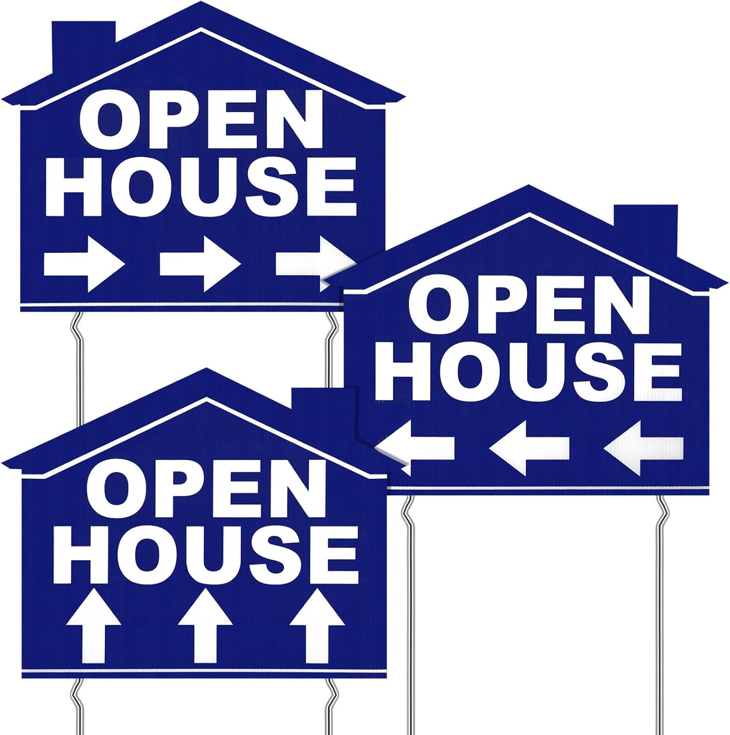 3 Pcs Open House Signs Real Estate Sign Posts with Directional Arrows Corrugated