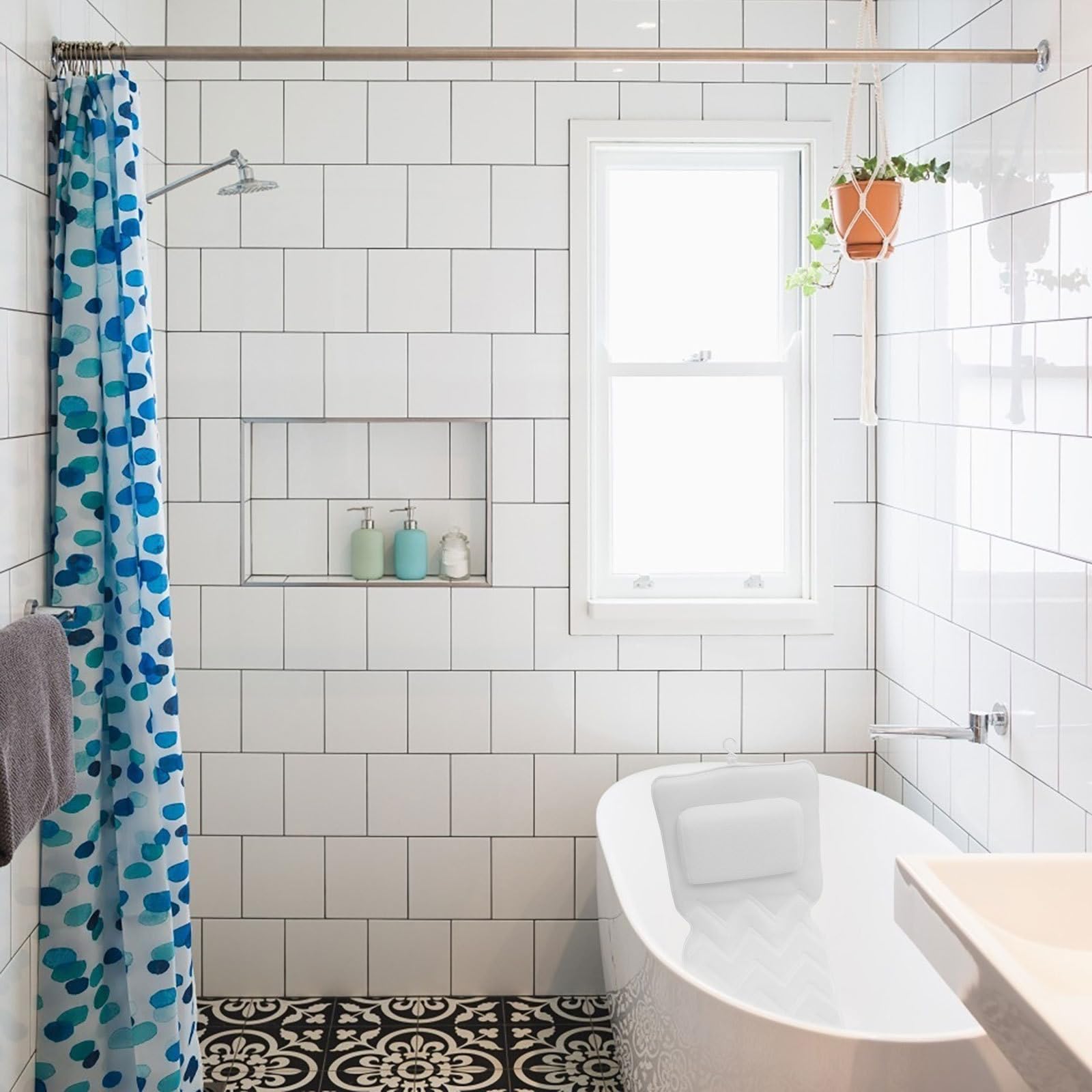 DOITOOL Almohadilla para Bañera de Poliéster Blanco Antideslizante Ventosas Fácil de Instalar para Baño y SPA Cómodo y Seguro