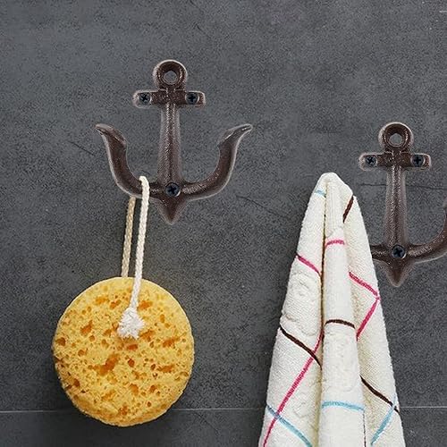 Miniatura 2 de Gancho de anclaje náutico vintage, rústico y elegante, perchero montado en la pared, gancho de cocina, toallero de baño (rojo)