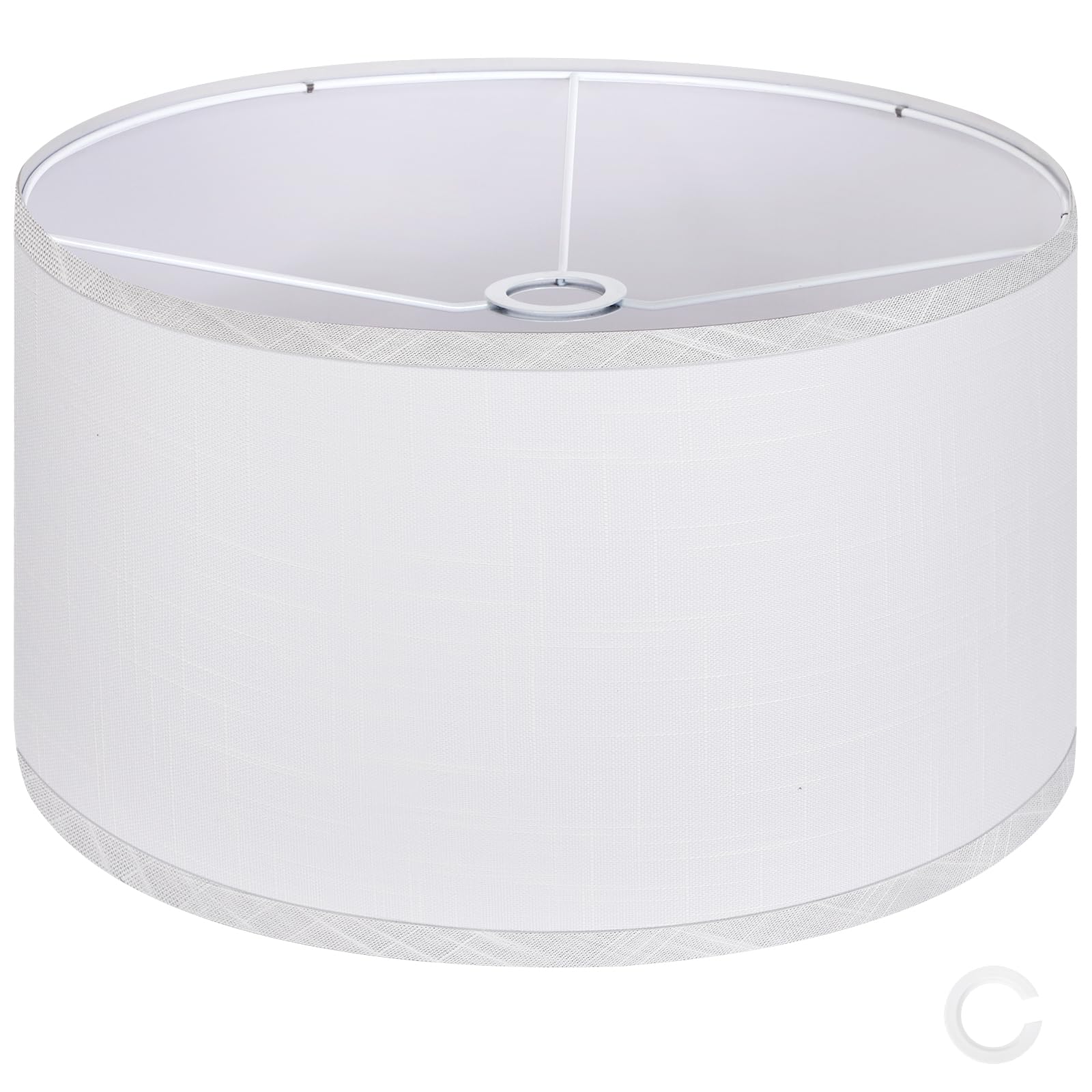 OUTON White Large Drum Lamp Shades for Floor Lamps, 16" Top x 16" Bottom x 9" High, Easy to Assemble, Replacement Linen Lampshades for Table Lamps & Bedside Lamps (1.65" Spider)