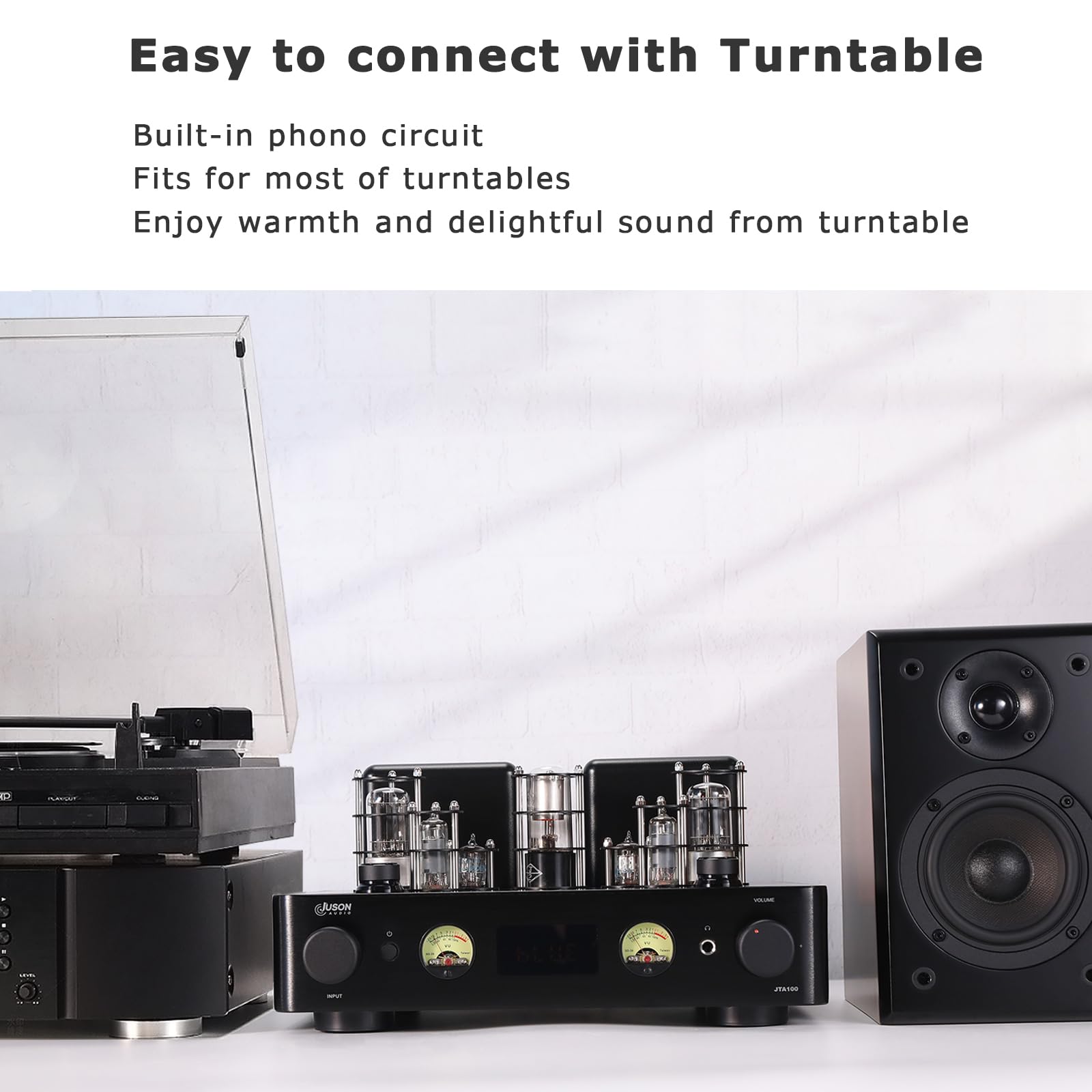 Juson Audio JTA100 Upgrade 200 W Amplificatore tubo vuoto ibrido integrato con BT 5.0, ingresso ottico AUX RCA e uscita cuffie 2.1 canale classe AB HiFi Home Audio per giradischi