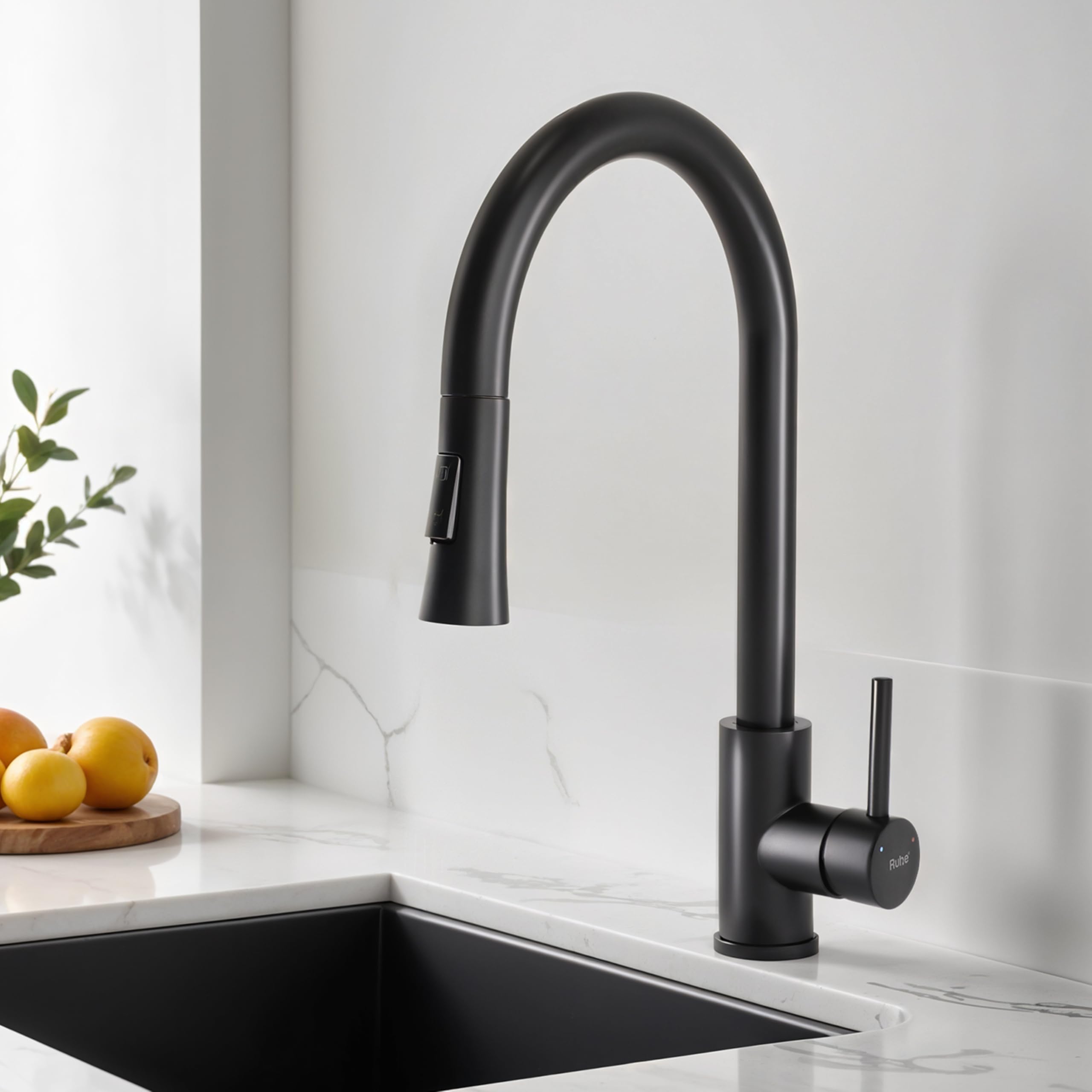 Ruhe 304-Grade Staineless Steel Kara Pull-Out Single Lever Sink Mixer Faucet with Dual Flow | 360° rotatable | Super-Functional Water tap for Kitchen & Bathroom (Matte Black)-image-37