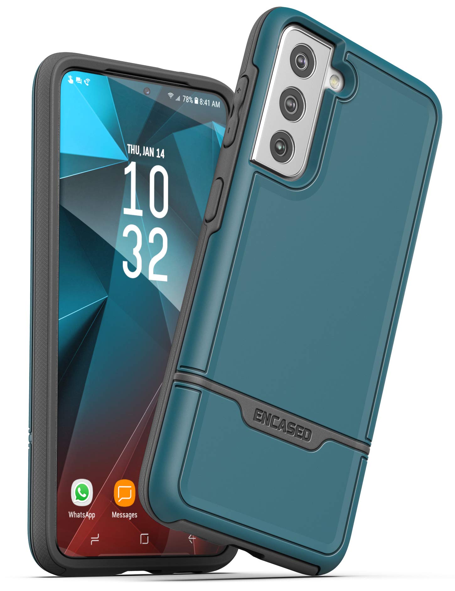 Encased Rebel Series Designed for Samsung Galaxy S21 Plus Case, Heavy Duty Protective Phone Case (Blue)