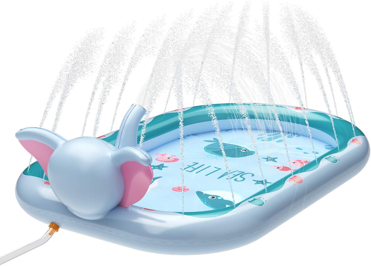 SEAMAZ Inflatable Sprinkler Pool for Kids - 68" x 43" Kiddie Pool, Baby Swimming Pool, Splash Pad and Wading Pool for Learning with Ball Pit, Great Gifts Water Toys for Toddlers Girls Boys All Age : Toys & Games