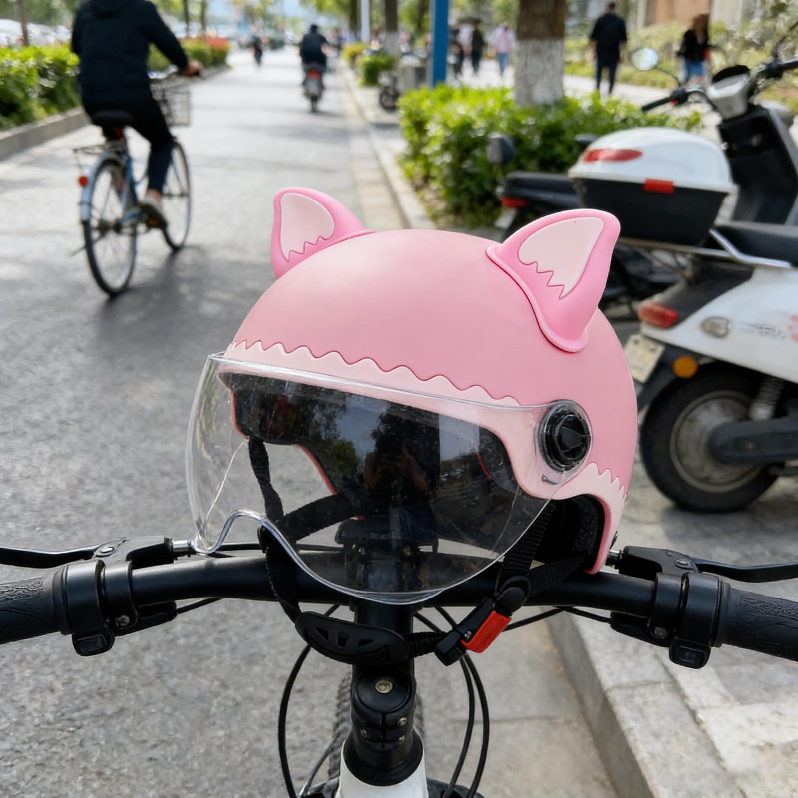 Zestaw 4 sztuk na kask motocyklowy, uszy kota, zestaw z 10 odblaskowymi naklejkami na rower, deskorolkę, motocykl, skuter, snowboard