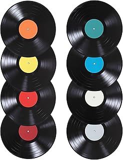 8PCS Blank Vinyl Records Decor Wall Stickers Decor 9 Inch Fake Vinyl Record Album Cover Posters Aesthetic Vintage for Wall Art Decorative Music Party Craft Display Decoration (Made By Cardboard)