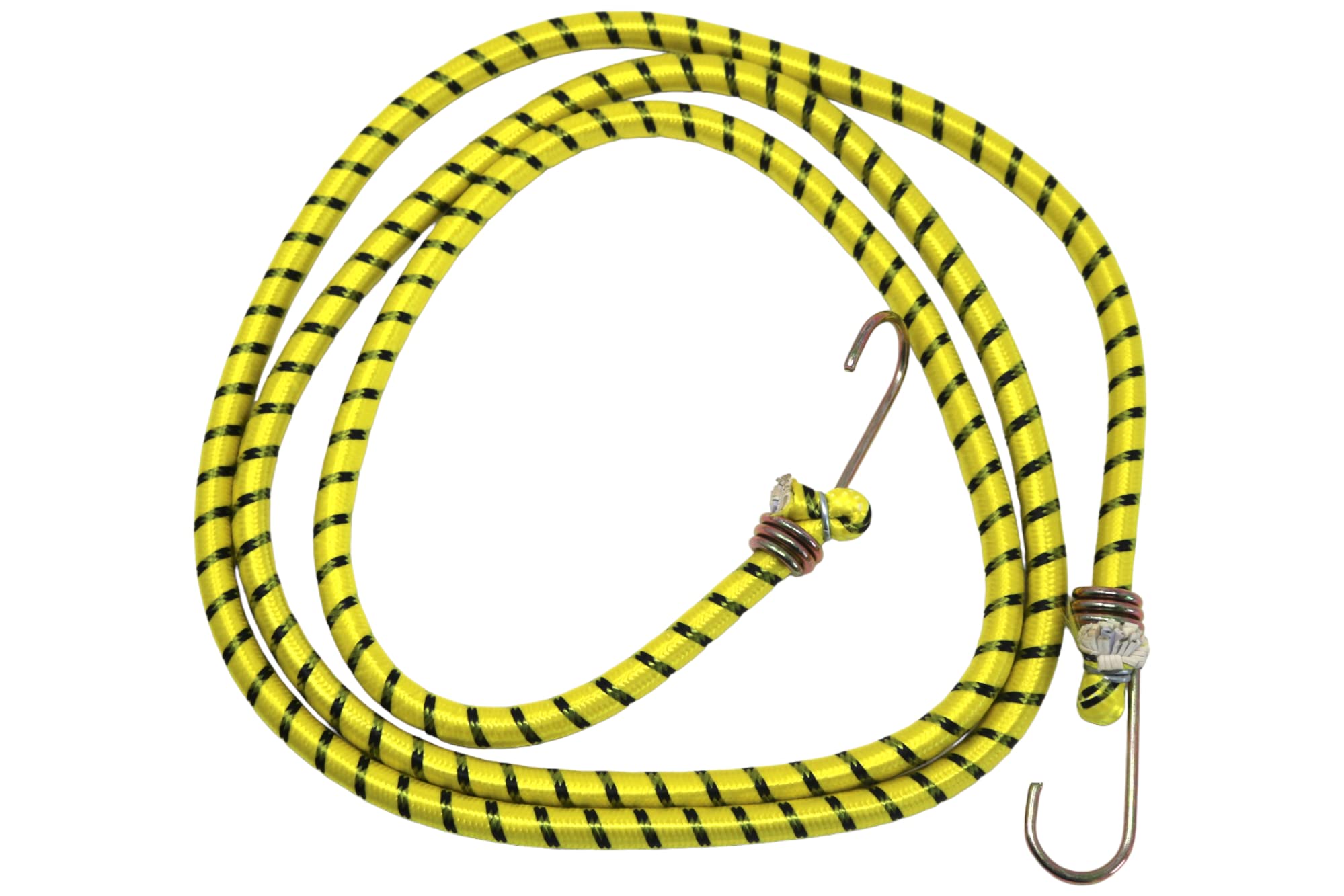 1 x fiXte Elastic Bungee Cord with Metal Hooks for Secure Tie Downs Extra Strong Durable Elasticated Tie Down Max Load 30Kg Yellow/Black