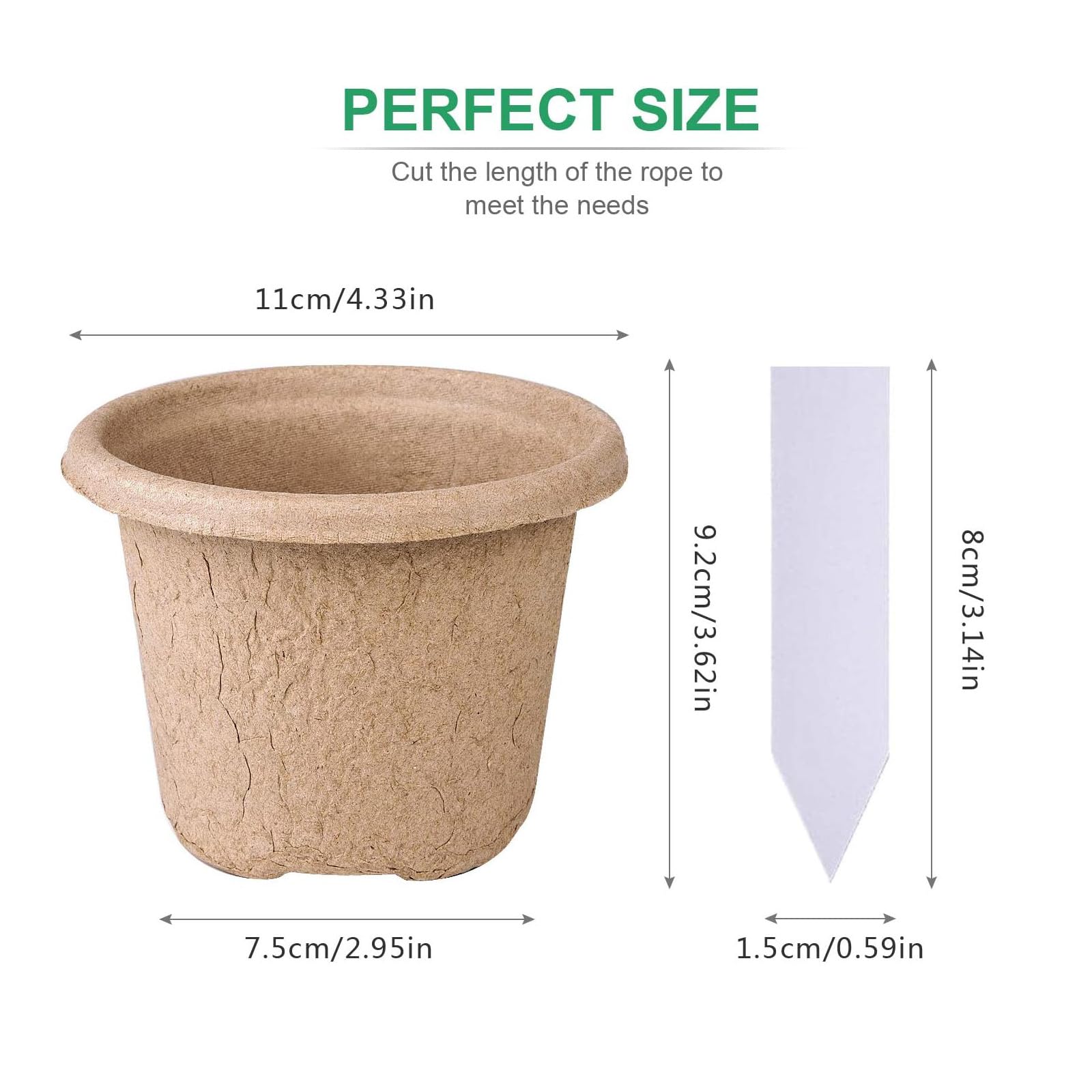 30 pcs 11 cm Vasi per Piantine di semi Biodegradabili Pentole di torba Ecologiche Semina Germinazione Della Piantina Giardino (20 Pennarelli in Plastica 2 Attrezzi per Piantare)