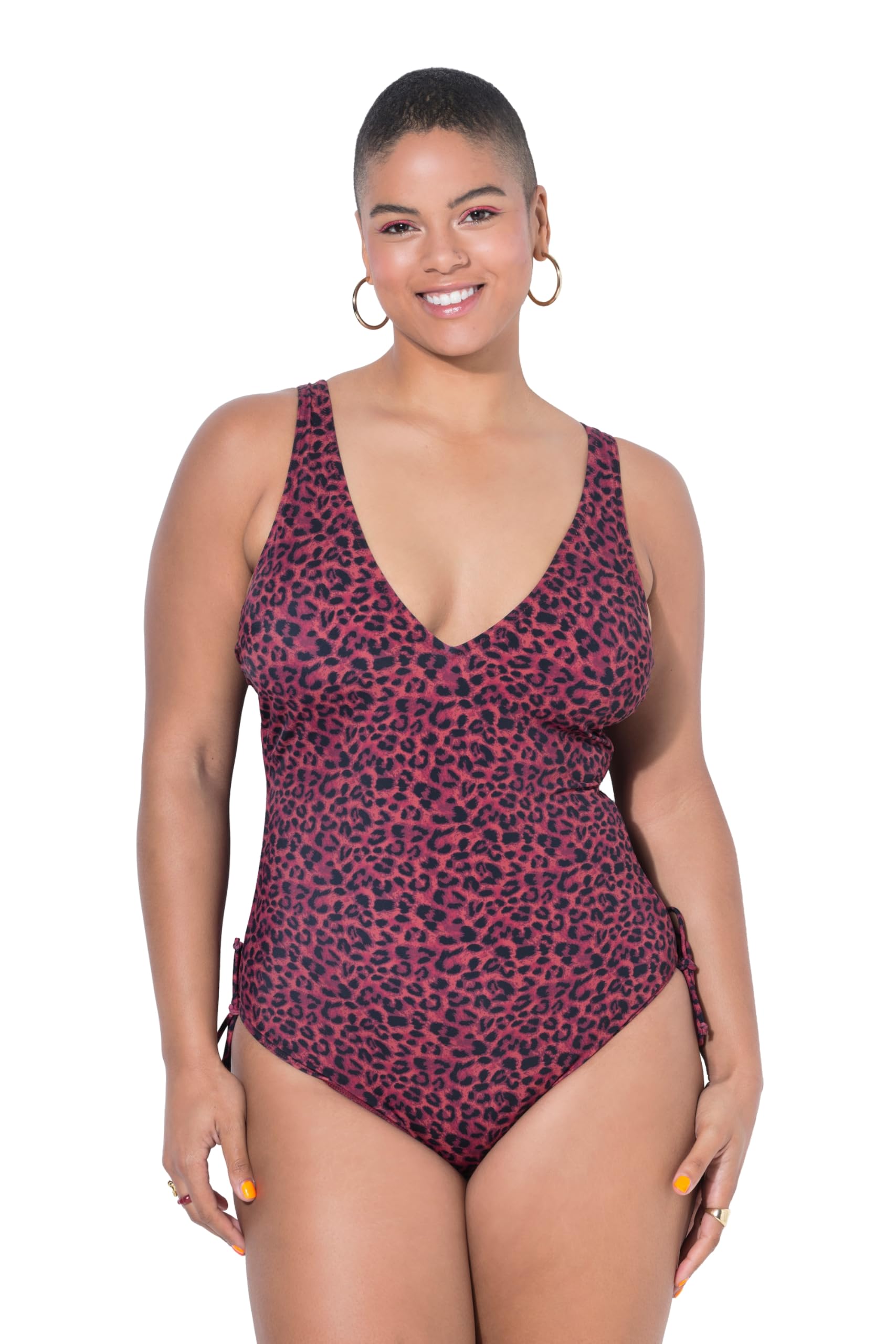 Studio Untold Damen große Größen Übergrößen Plus Size Badeanzug, Leo, Softcups, seitliche Raffungen, Shaping 839458