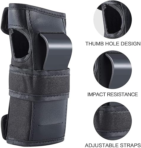 Miniatura 6 de Rodilleras para adultosniños, coderas, muñequeras 3 en 1, juego de equipo de protección para monopatín, ciclismo en línea con ruedas, patinaje sobre