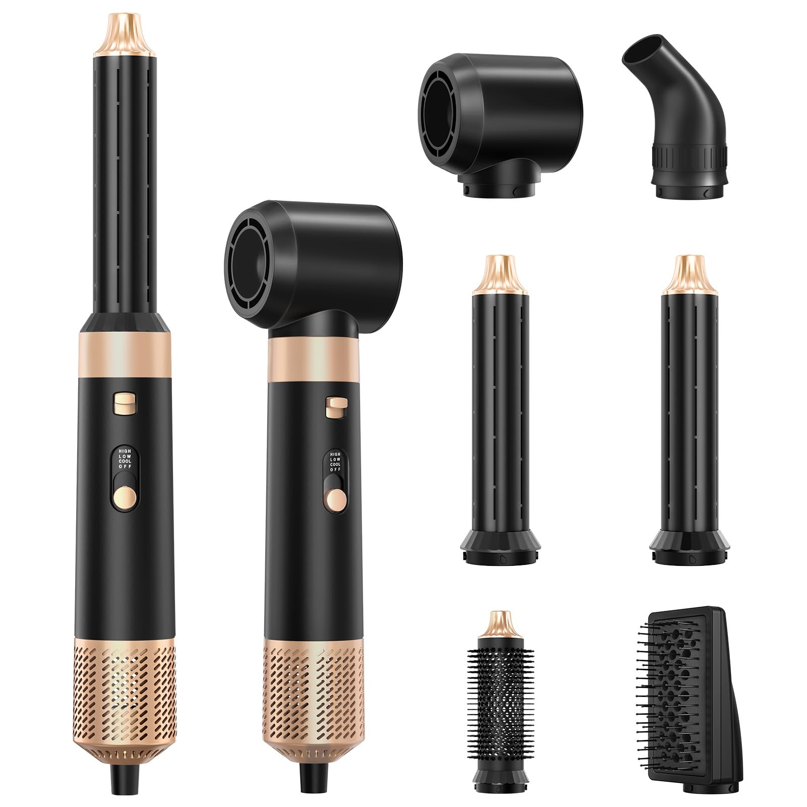 Fotgear 6 in 1 Hair Dryer Brush Set, 850W Hair Styler Hot Air Curlers Auto Wrap Multi Styler Hair Tools with 3 Level Temp Settings Suitable for Straight Curl Drying Smoothing Volumizing
