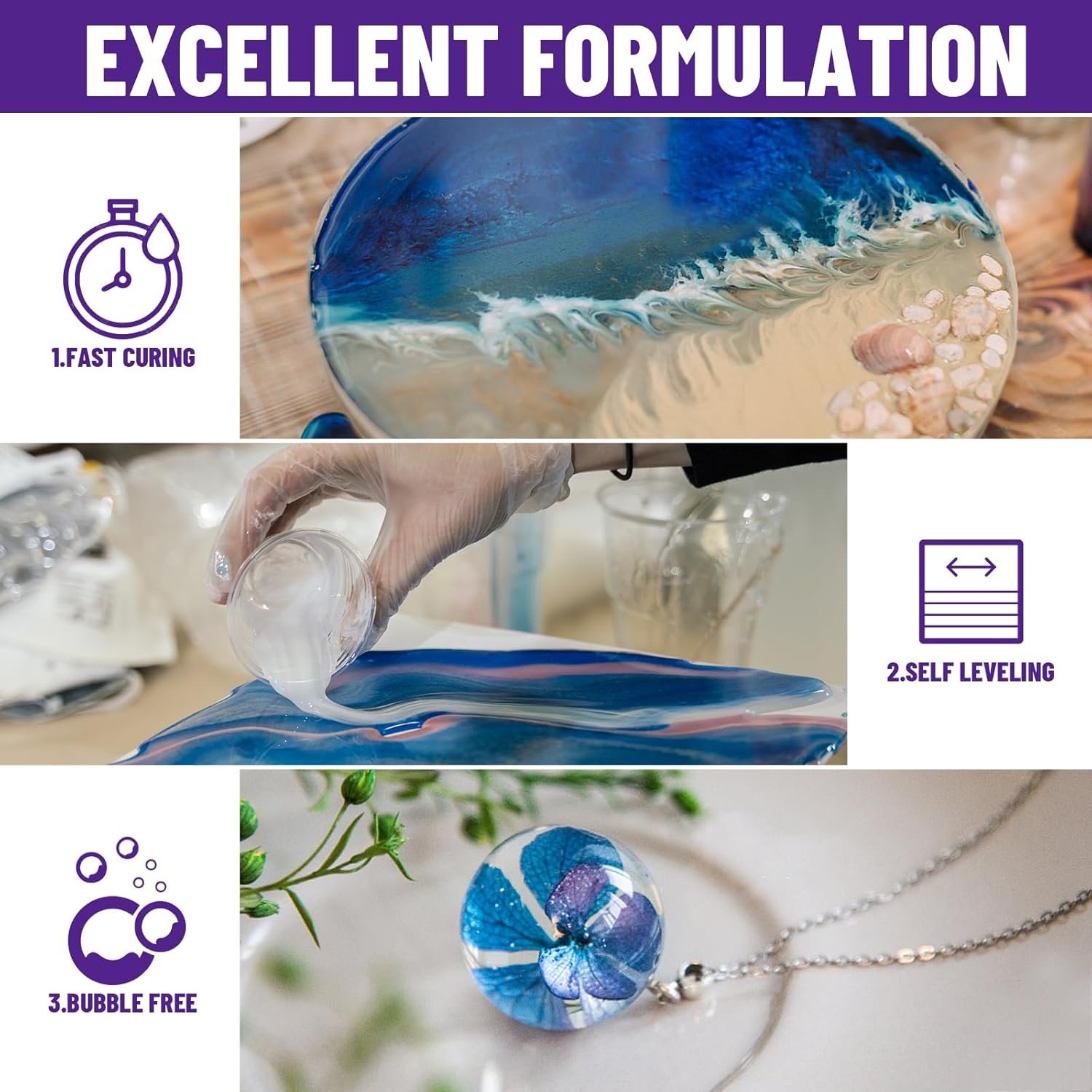 Epoxy Resin Kit 2 Gallon, Clear Crystal Resina Epoxica Food Safe, Fast Curing Casting Resin for Art Craft, Jewelry Making, DIY