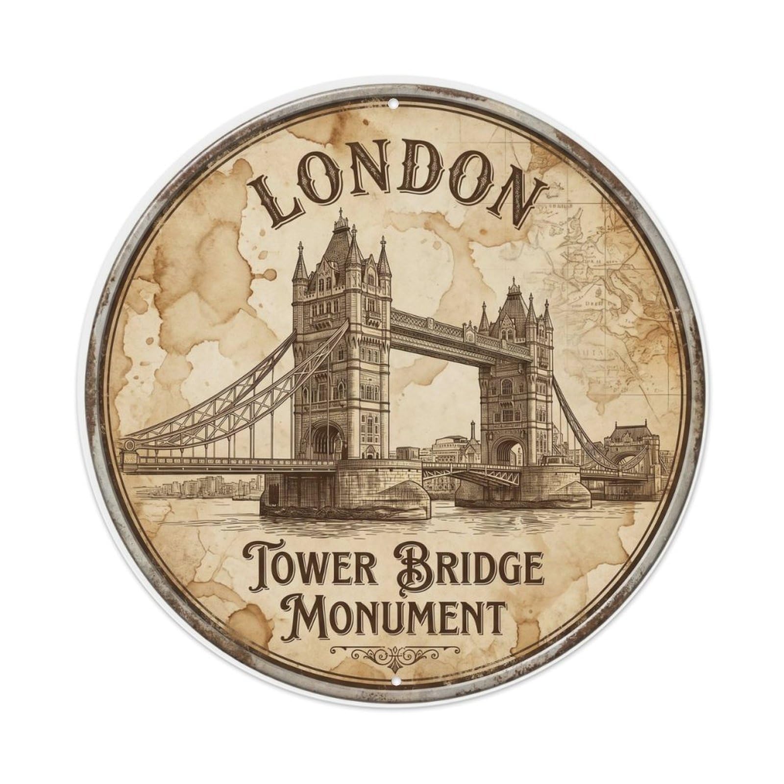 Vintage Travel Tower Bridge London Metal Tin Sign