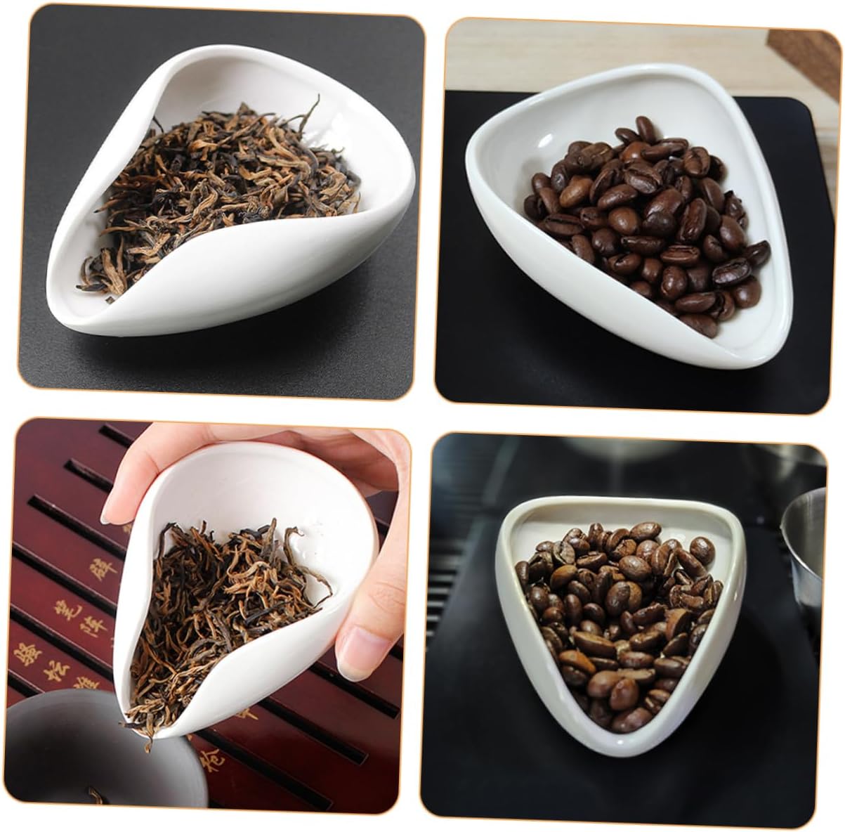 Ceramic Tea Scoop Vessel Set for Loose Tea, Mini Pocket Size