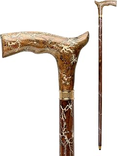 Wooden Walking Cane, Carved Walking Stick for Men Handcrafted Derby Wooden Cane Vintage Style Cane for & Women