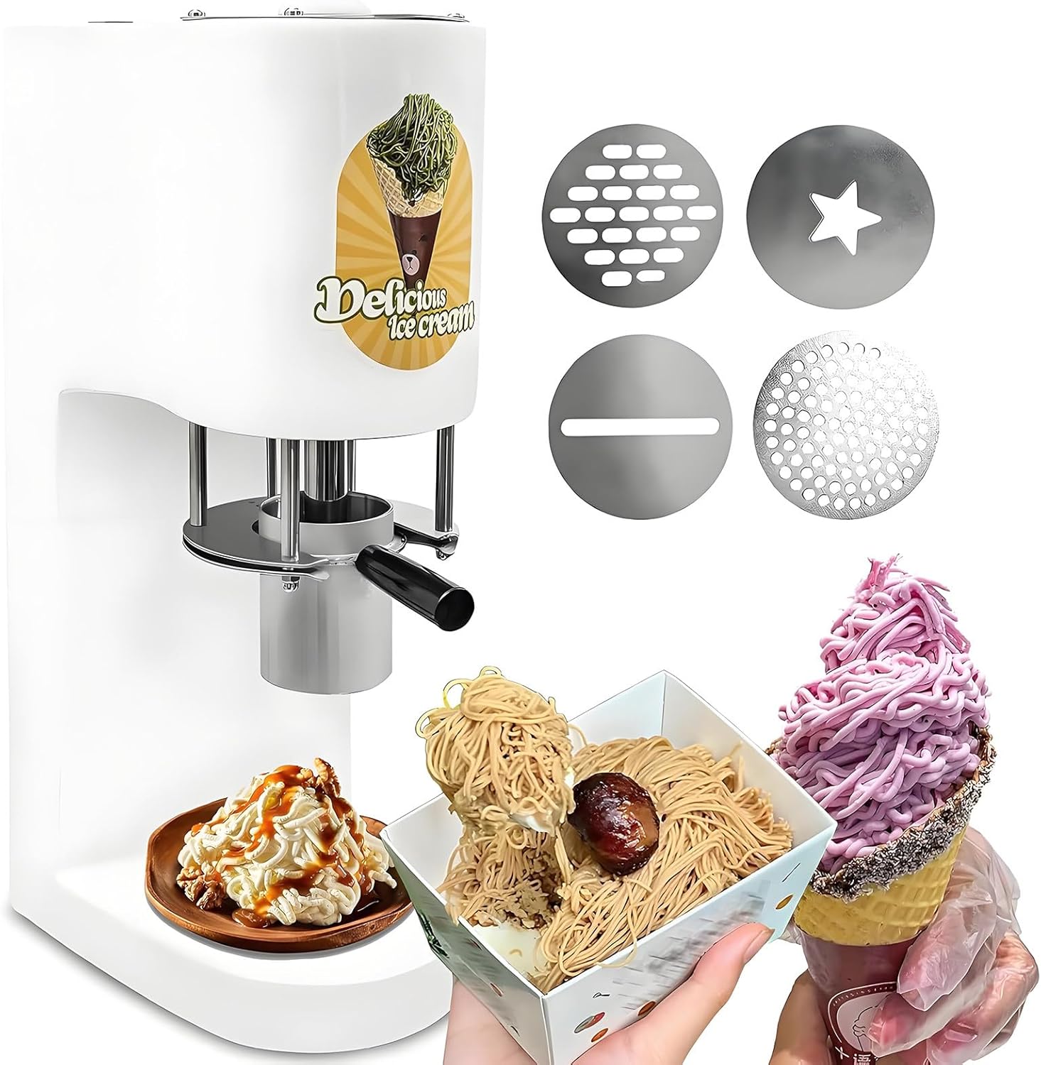 Spaghetti Ice Cream Maker Machine for Professional Dessert Shops and Cafes