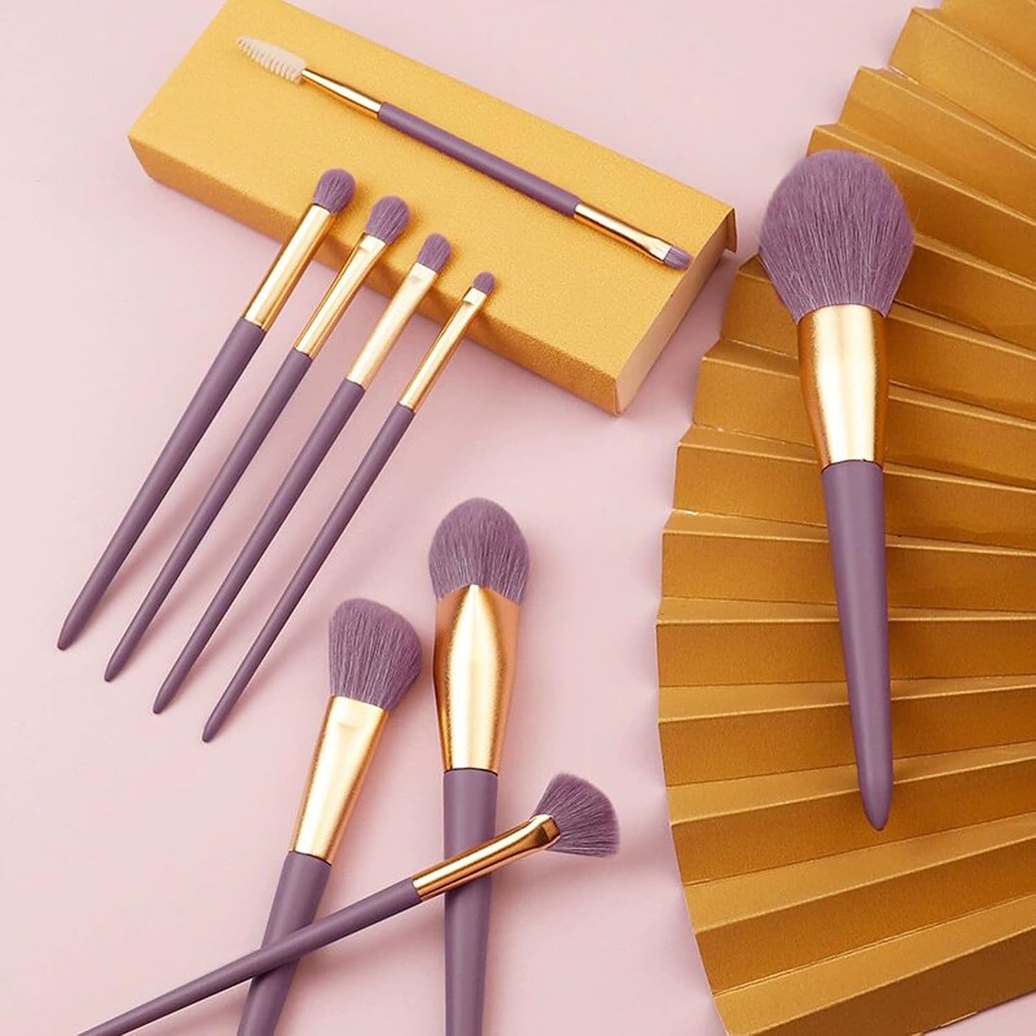 Small purple potato 9 makeup brushes set, artificial fiber full set of foundation concealer eye shadow blush oblique makeup brush, makeup tool set brush